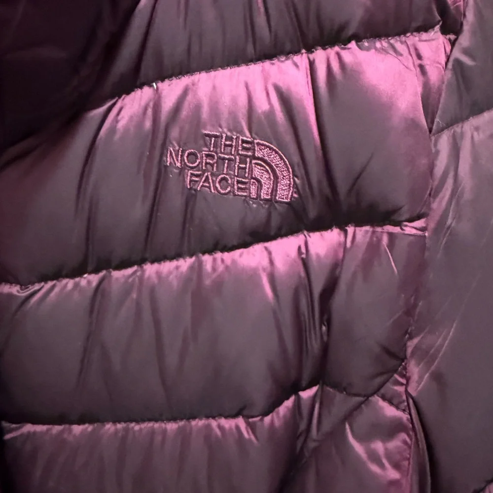 The North Face Women's burgundy/plum Puffer Jacket, Lg - Picture 3 of 10